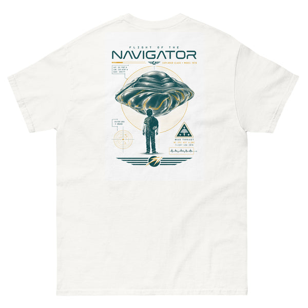 Trimaxion Drone Ship T-shirt, Flight of the Navigator inspired back print design