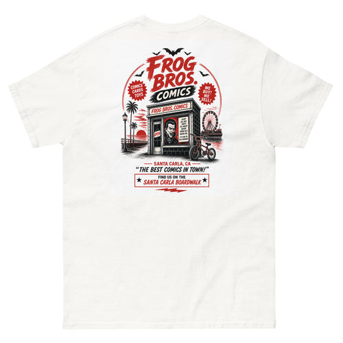 Frog Bros. Comics T-shirt, comic shop back print design
