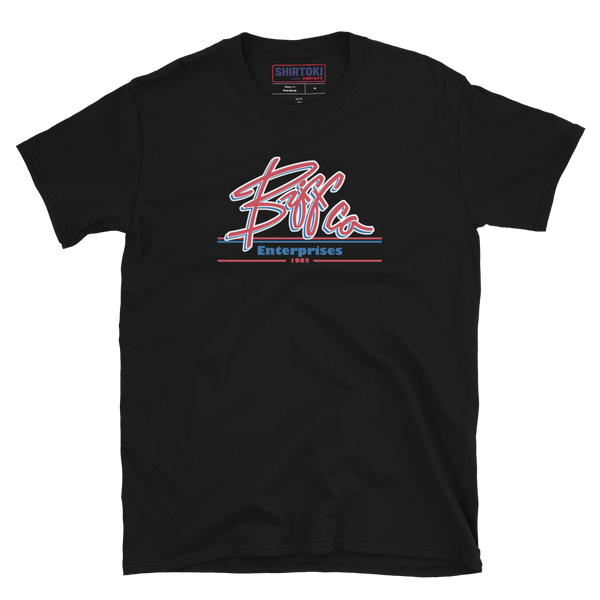 BiffCo Enterprises T-shirt, Back to the Future inspired chest logo design